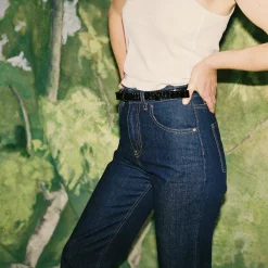 Cienki Pasek Bez Klamry, Czarny Wzor Krokodyla