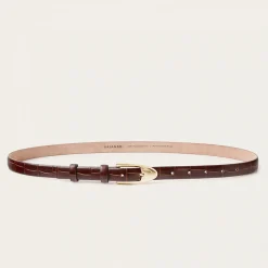 Cienki Pasek Z Klamra, Brazowy Wzor Krokodyla