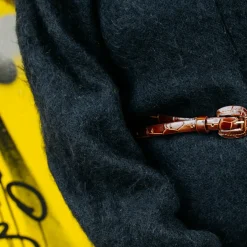 Cienki Pasek Z Powlekana Klamerka, Brazowy Wzor Krokodyla