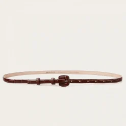 Cienki Pasek Z Powlekana Klamerka, Brazowy Wzor Krokodyla