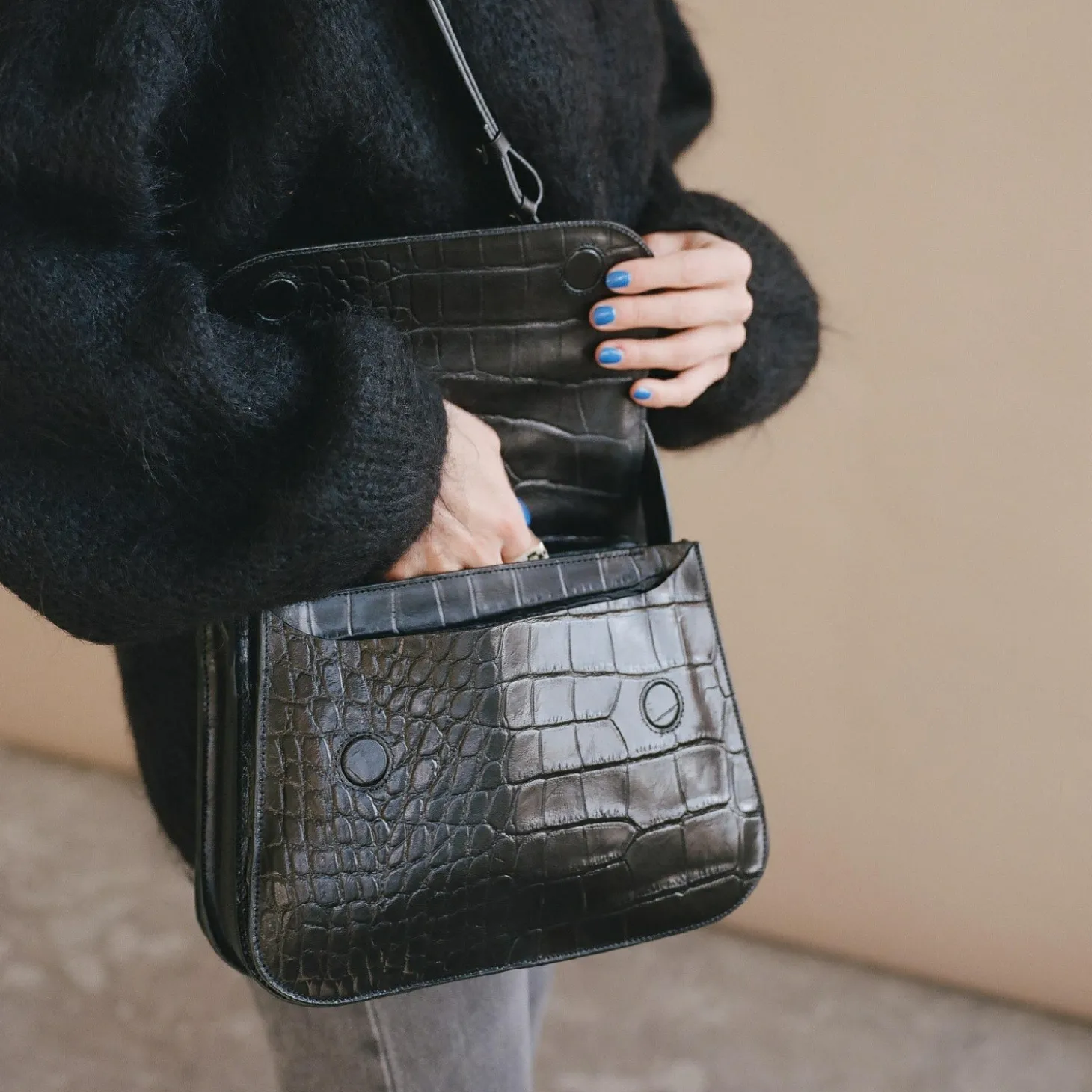Doar Torebka M, Czarny Wzor Krokodyla