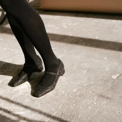 Dora Czółenka Na Niskim Obcasie, Czarny Brokat