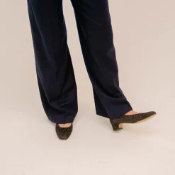 Dora Czółenka Na Niskim Obcasie, Czarny Brokat