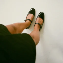 Dora Czółenka Na Niskim Obcasie, Czarny Polysk