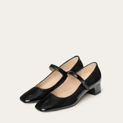 Dora Czółenka Na Niskim Obcasie, Czarny Polysk