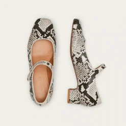 Dora Czółenka Na Niskim Obcasie, Zlamana Biel Wzor Pytona