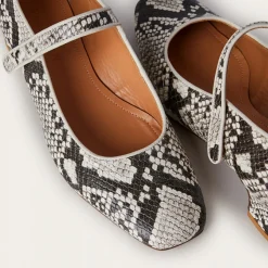 Dora Czółenka Na Niskim Obcasie, Zlamana Biel Wzor Pytona