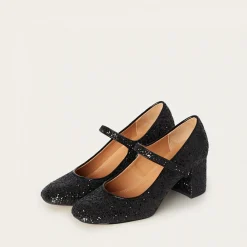 Dora Czółenka Na Wysokim Obcasie, Czarny Brokat