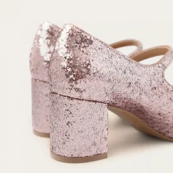 Dora Czółenka Na Wysokim Obcasie, Pudrowy Brokat