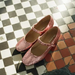 Dora Czółenka Na Wysokim Obcasie, Pudrowy Brokat