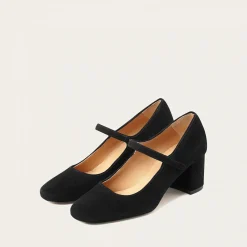 Dora Czółenka Na Wysokim Obcasie, Czarny Zamsz