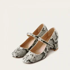 Dora Czółenka Na Wysokim Obcasie, Zlamana Biel Wzor Pytona