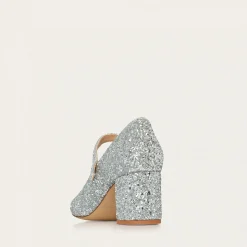 Dora Czółenka Na Wysokim Obcasie, Srebrny Brokat