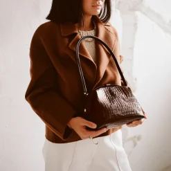 Hug Bag Torebka L, Brazowy Wzor Krokodyla