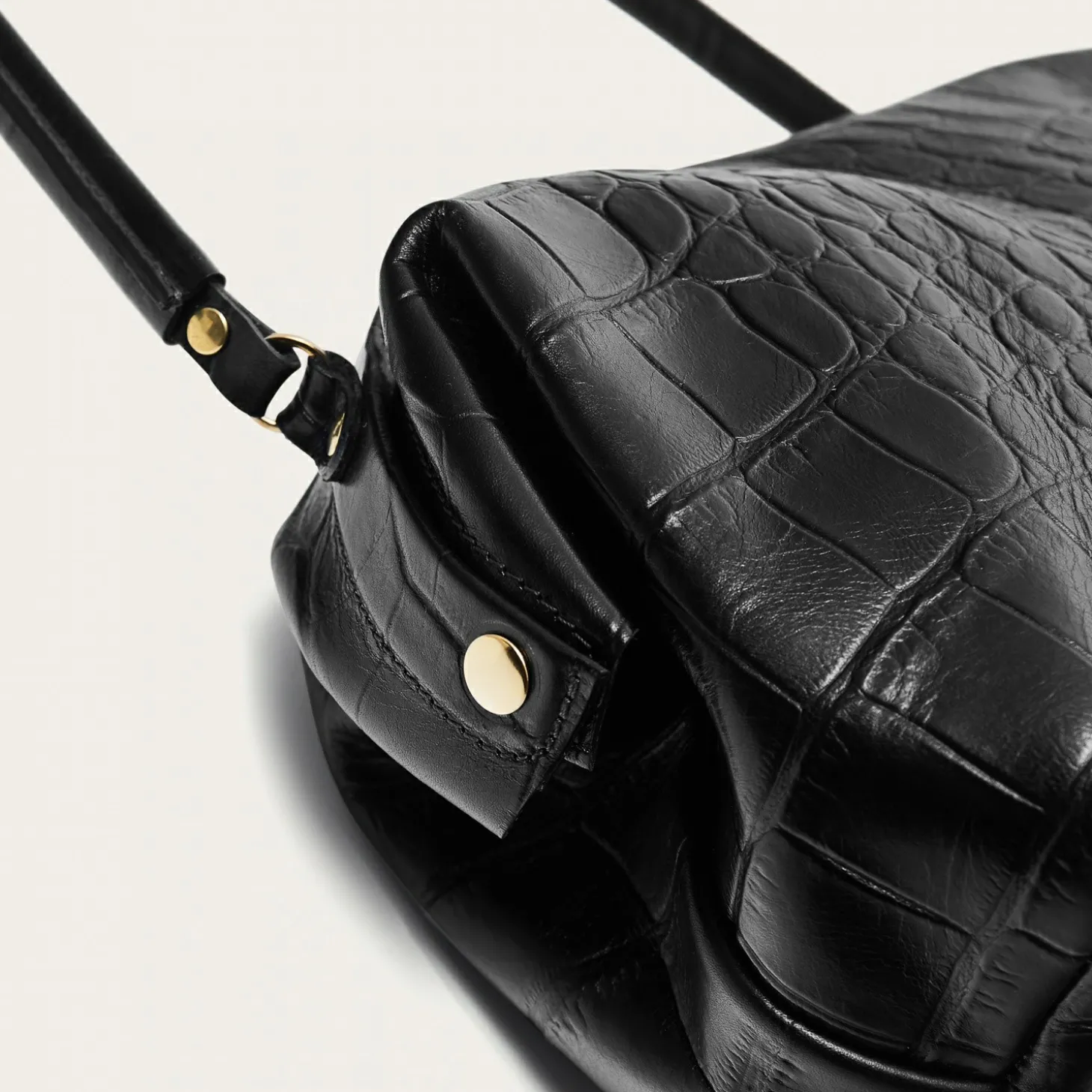 Hug Bag Torebka L, Czarny Wzor Krokodyla