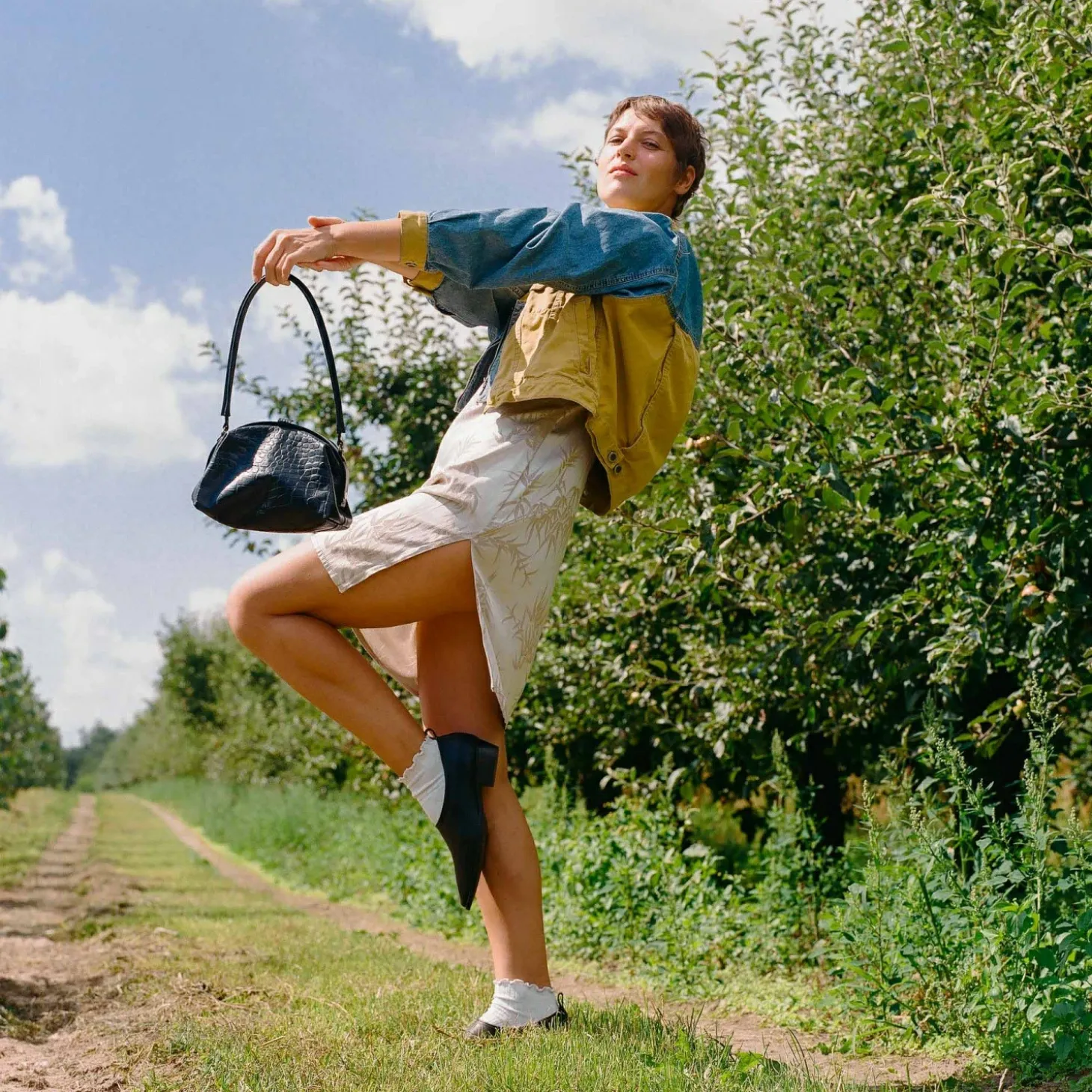 Hug Bag Torebka L, Czarny Wzor Krokodyla