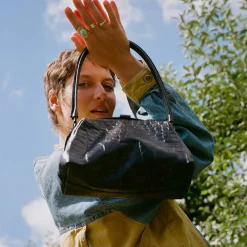 Hug Bag Torebka L, Czarny Wzor Krokodyla