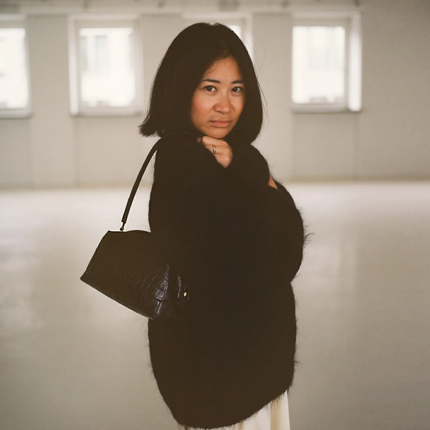 Hug Bag Torebka L, Czarny Wzor Krokodyla