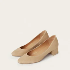 Migdal Czółenka Na Niskim Obcasie, Waniliowy Zamsz