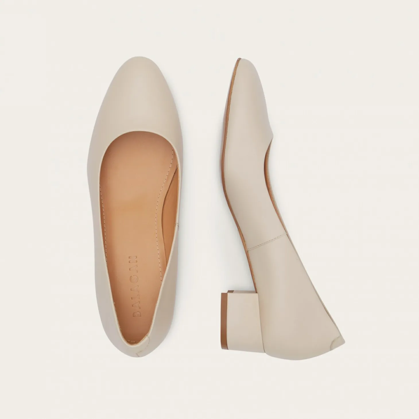 Migdal Czółenka Na Niskim Obcasie, Kremowy