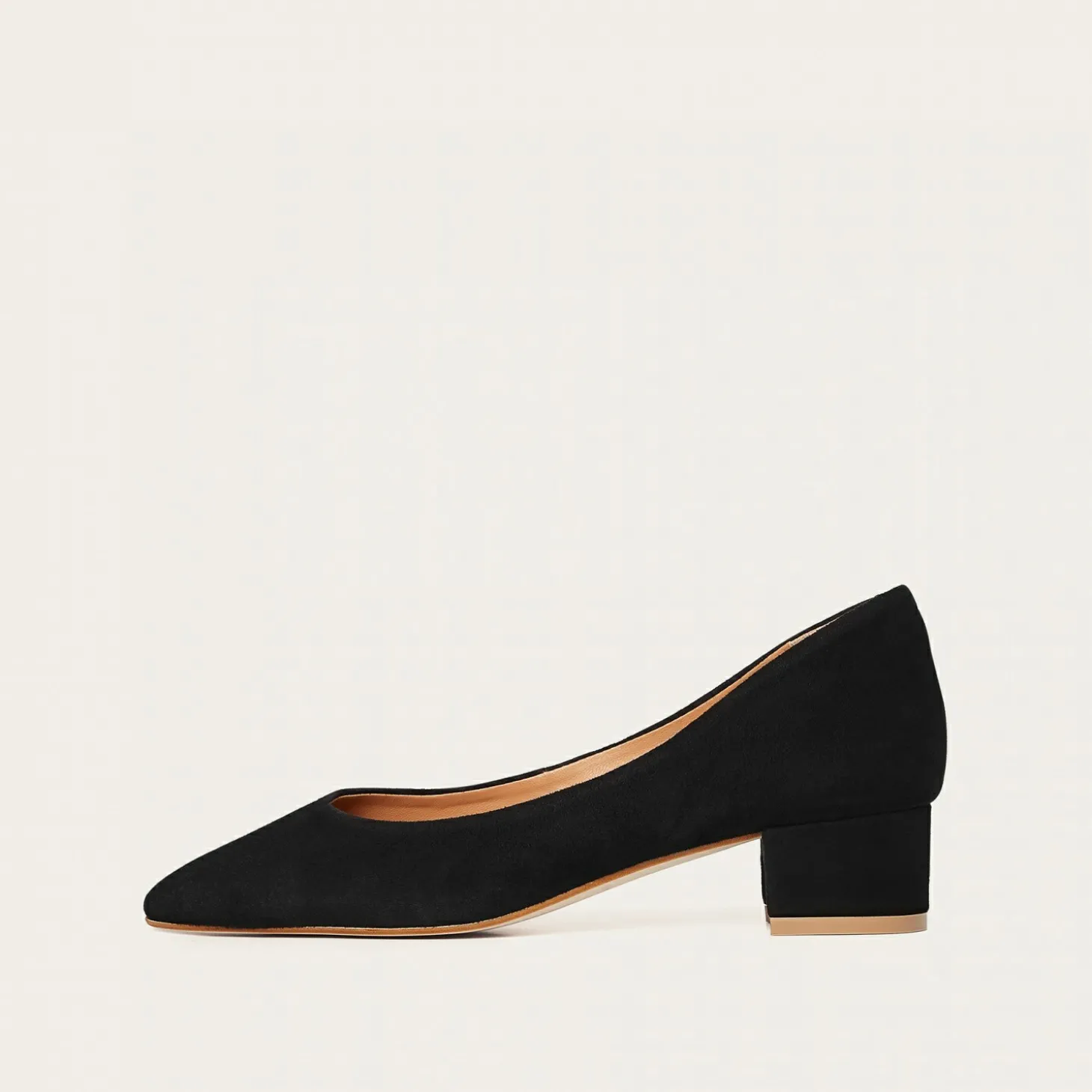 Migdal Czółenka Na Niskim Obcasie, Czarny Zamsz