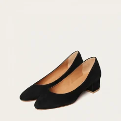 Migdal Czółenka Na Niskim Obcasie, Czarny Zamsz