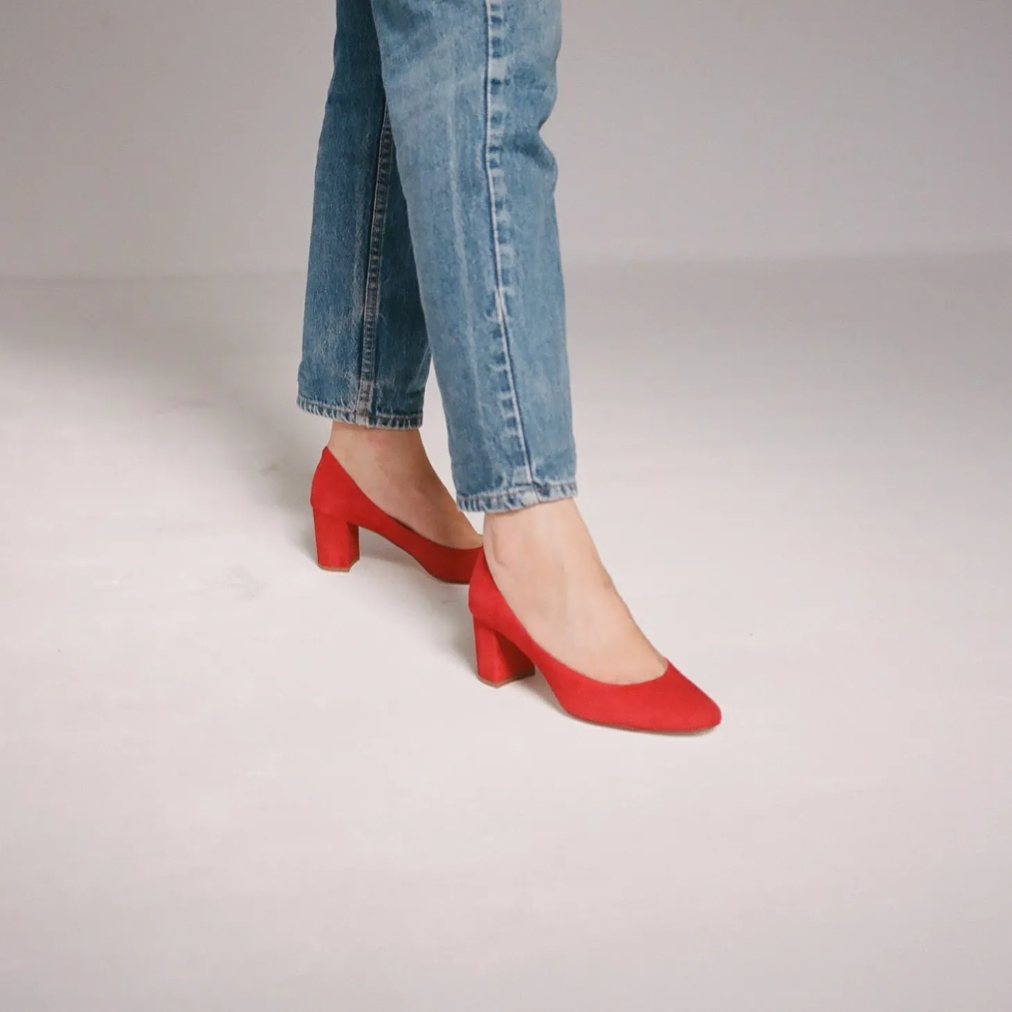 Migdal Czółenka Na Wysokim Obcasie, Czerwony Zamsz