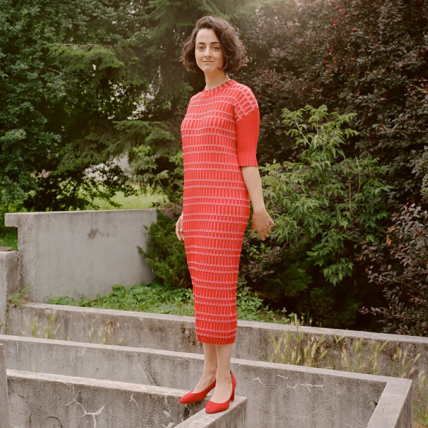 Migdal Czółenka Na Wysokim Obcasie, Czerwony Zamsz