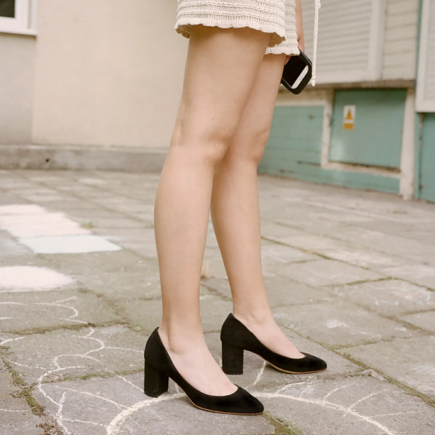 Migdal Czółenka Na Wysokim Obcasie, Czarny Zamsz