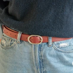 Pasek Z Owalna Klamra, Szminkowy