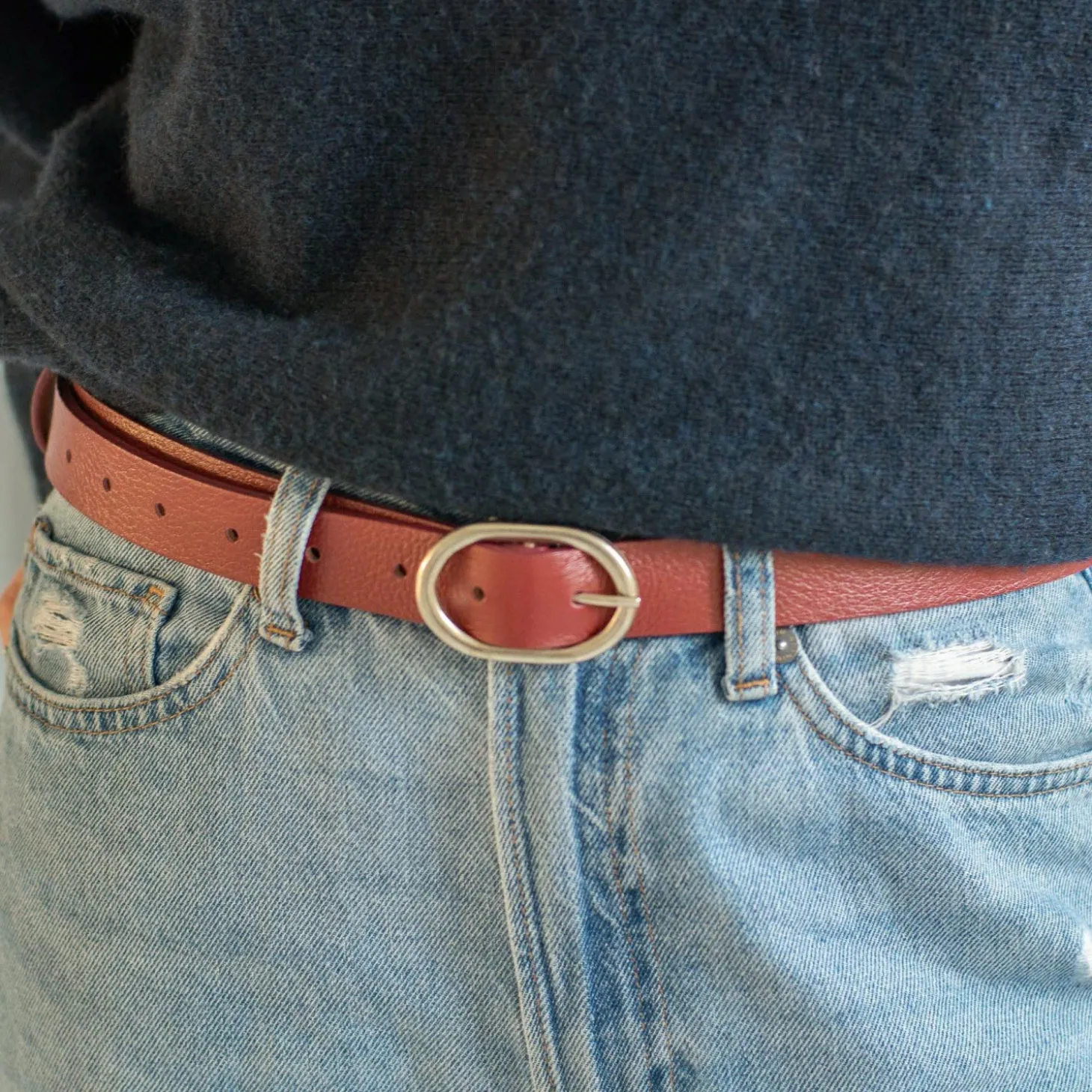 Pasek Z Owalna Klamra, Szminkowy