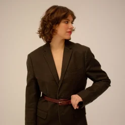 Pasek Z Powlekana Klamra, Bordowy Wzor Krokodyla