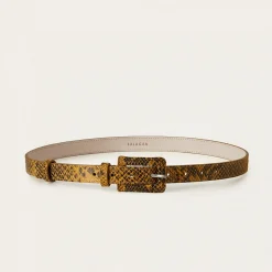 Pasek Z Powlekana Klamra, Zolty Wzor Weza