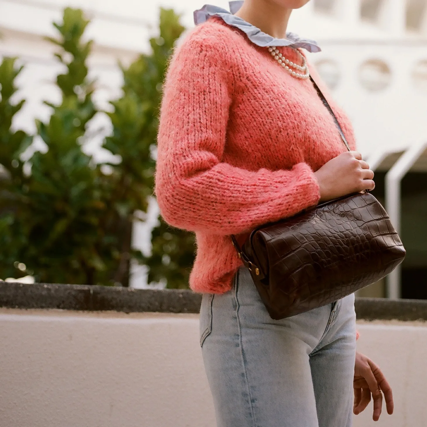 Rofe Torebka M, Brazowy Wzor Krokodyla