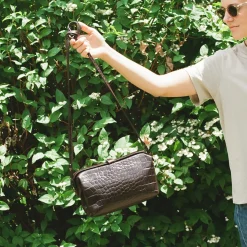 Rofe Torebka M, Brazowy Wzor Krokodyla