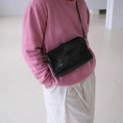 Rofe Torebka M, Czarny Wzor Krokodyla