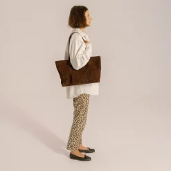 Sal Tote Poziom Torebka, Czekoladowy Braz Welur